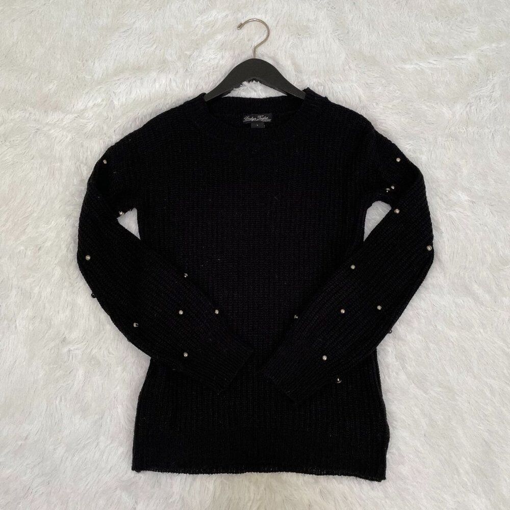Women Evelyn Taylor Beaded Pearl Balloon Sweater Small